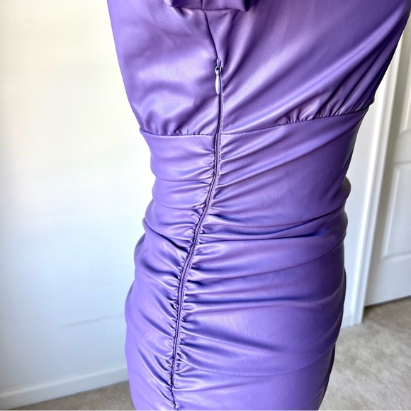NWOT ZARA Faux Leather Long Sleeve Ruched Mini Dress—SZ. Small - Picture 9 of 17